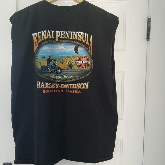 Harley Davidson T-Shirt Tank Alaska Kenai Peninsula 2012 Sleeveless 2X Biker - Picture 3 of 11